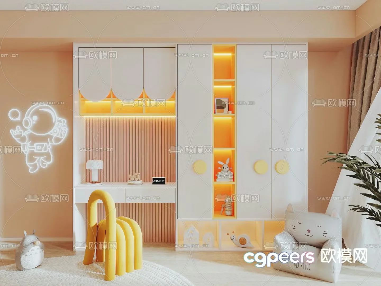 Modern children’s bookcase 3d model