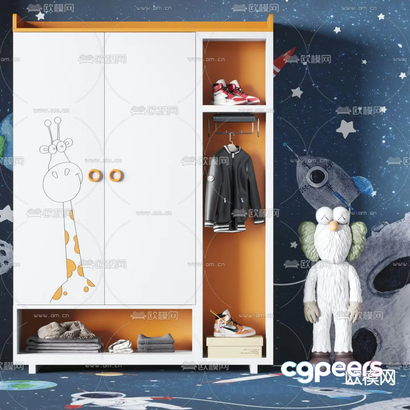 Modern children’s wardrobe 3d model
