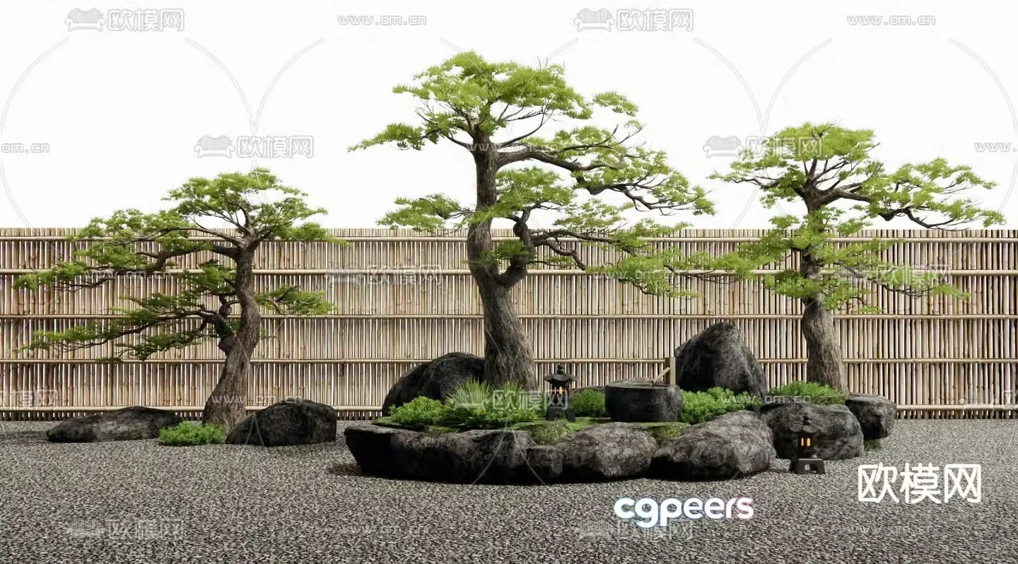 Landscaping pine tree landscaping landscape stone 3d model