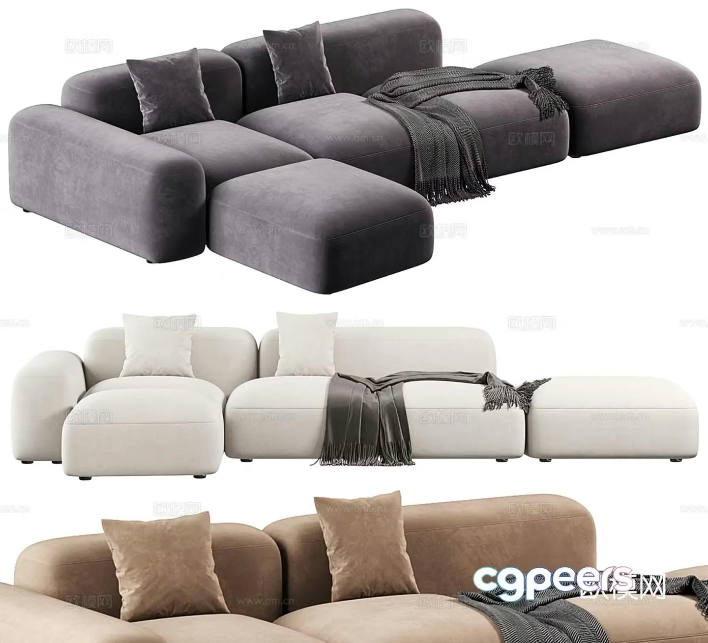 Modern splicing sofa multi-person sofa corner sofa 3D model