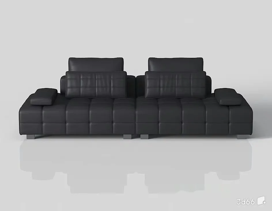 Modern Black Leather Sofa 3D Model – 20636 – VRAY Render