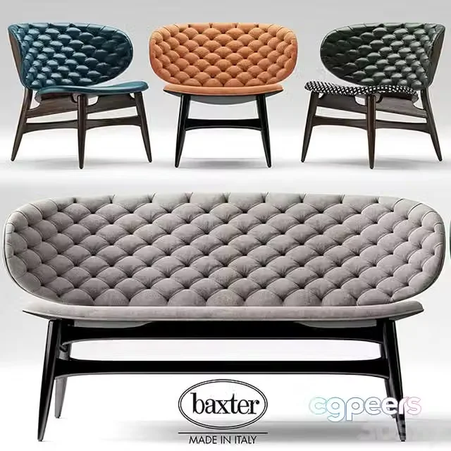3ds Max Free – Sofa and chair baxter DALMA