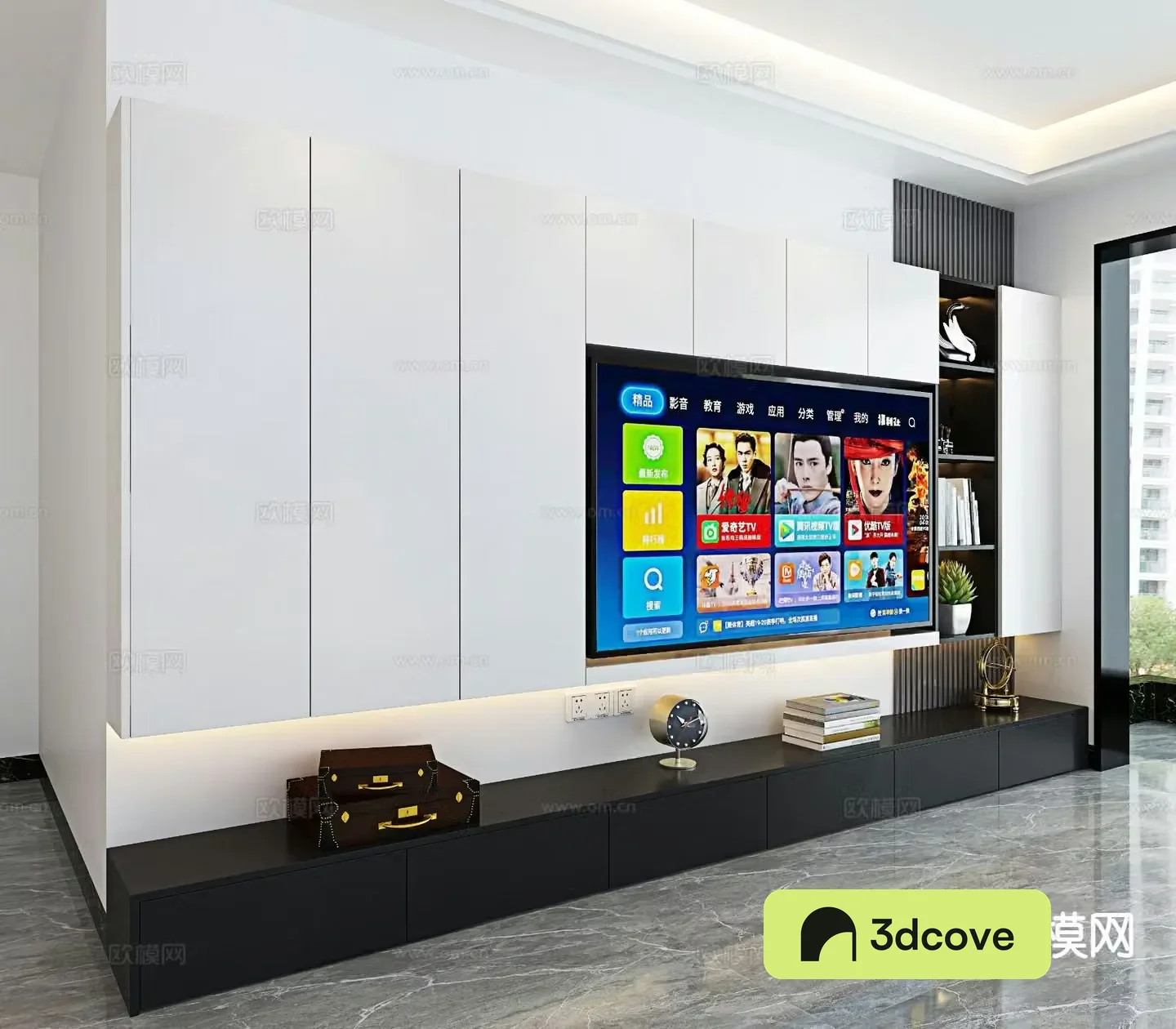 Integrated TV cabinet TV background wall