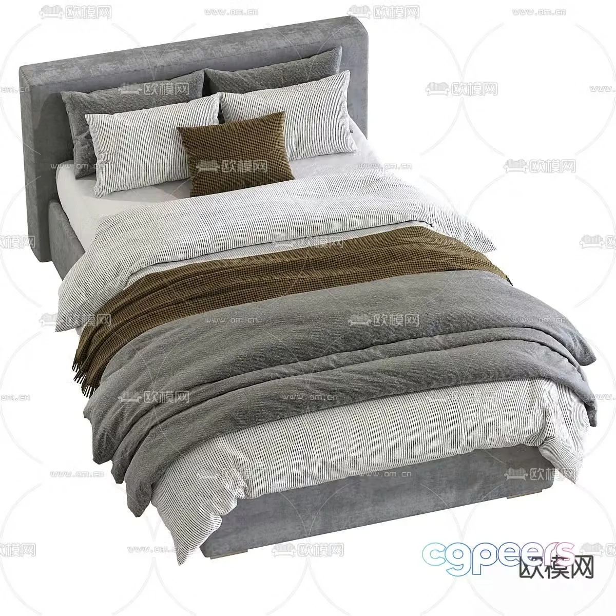 Modern double bed 3d model