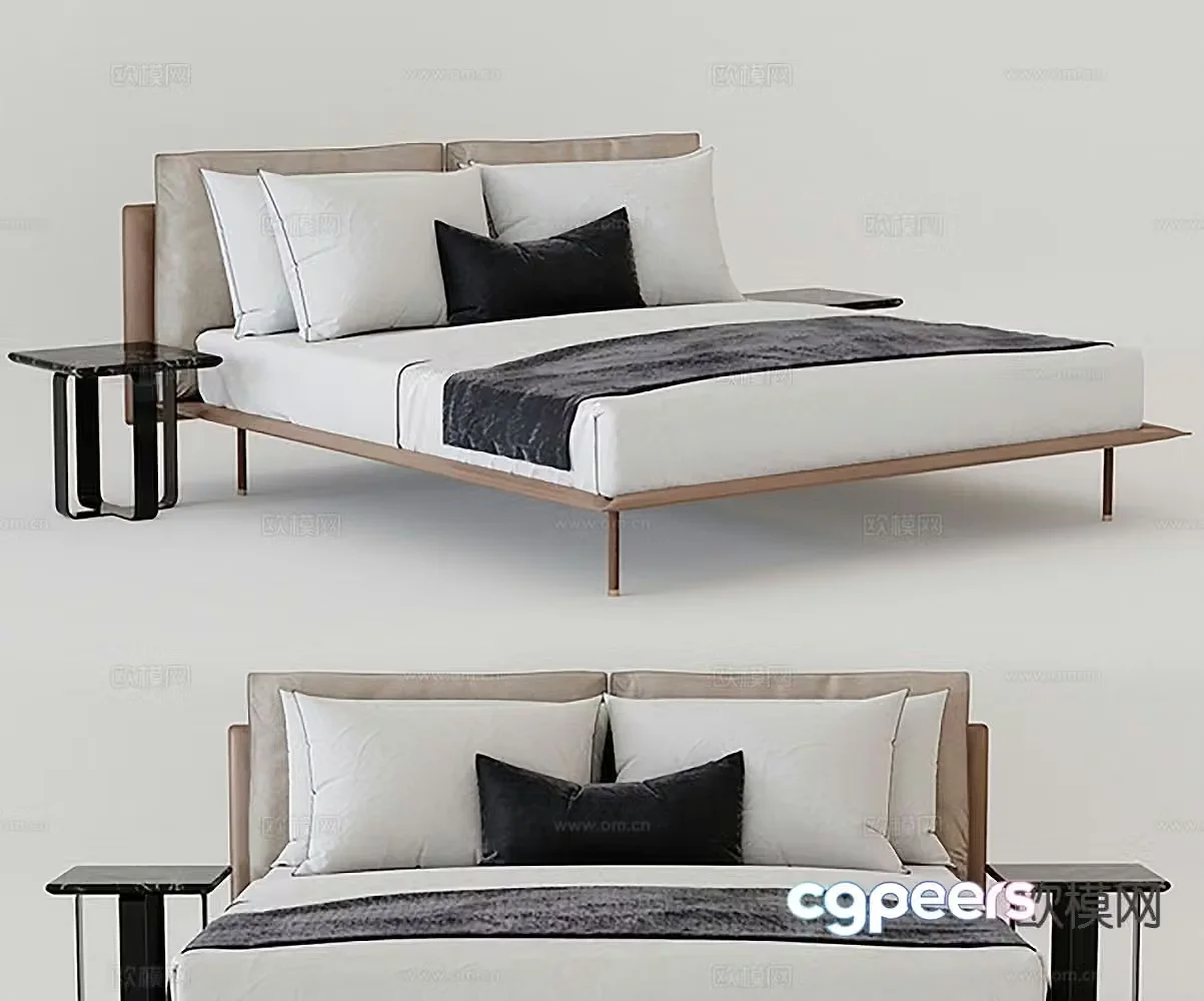 Modern double bed 3d model