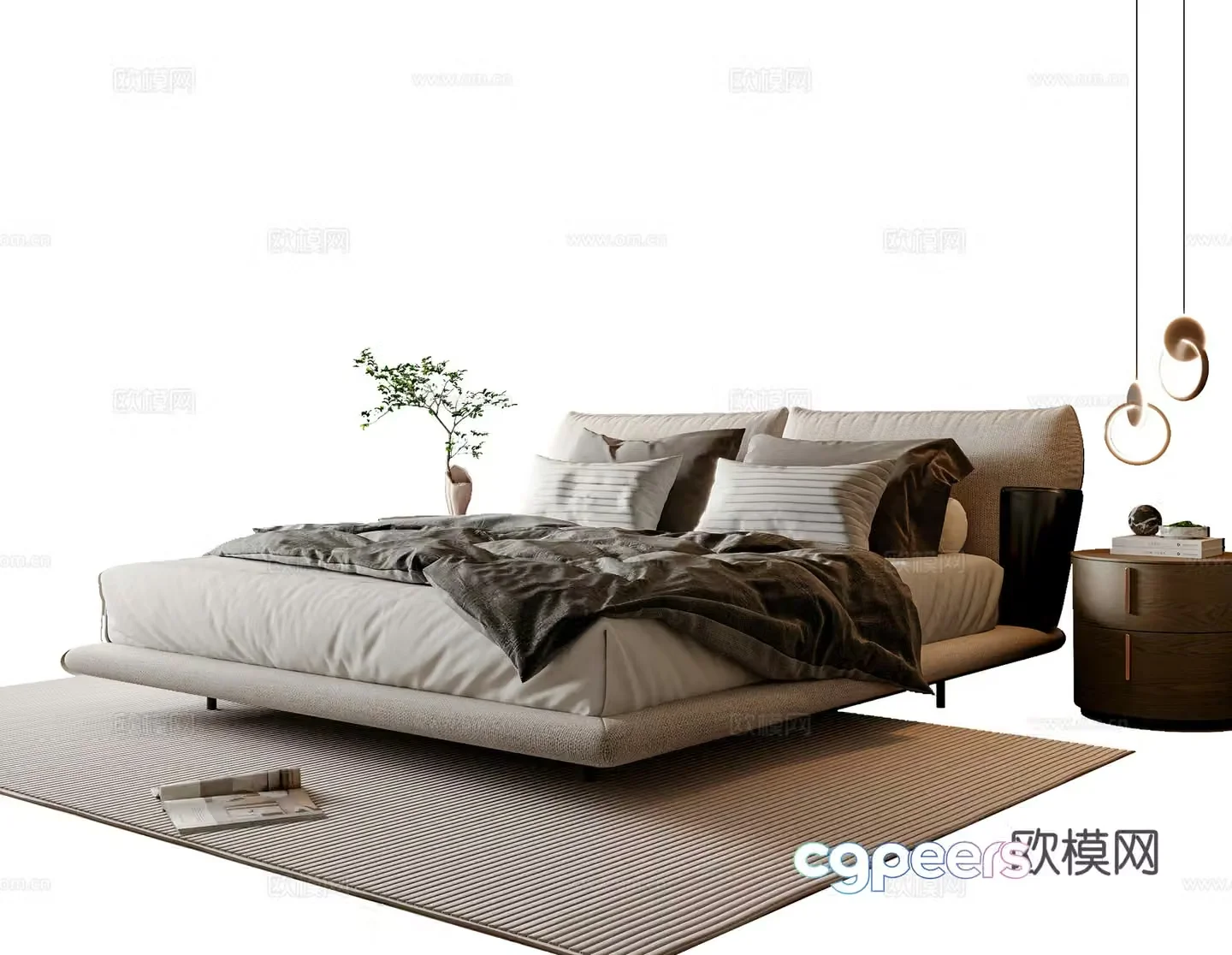 Modern double bed 3d model