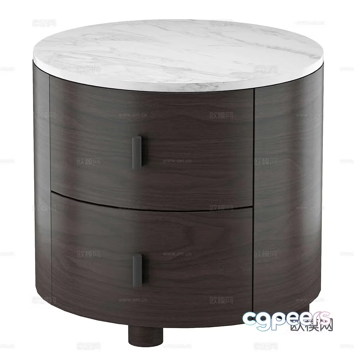 Modern Italian round solid wood bedside table 3D model