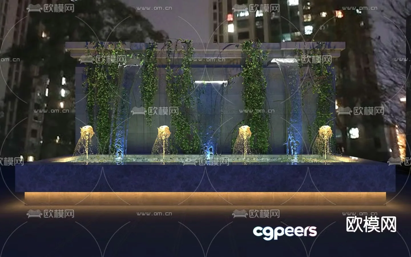Community fountain waterscape sketch 3D model