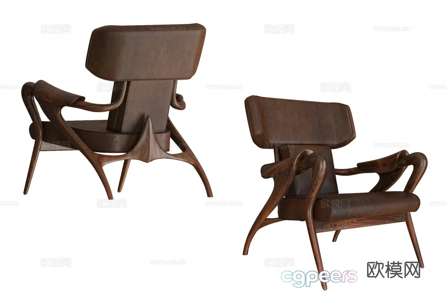 European style chair leisure chair 3d model