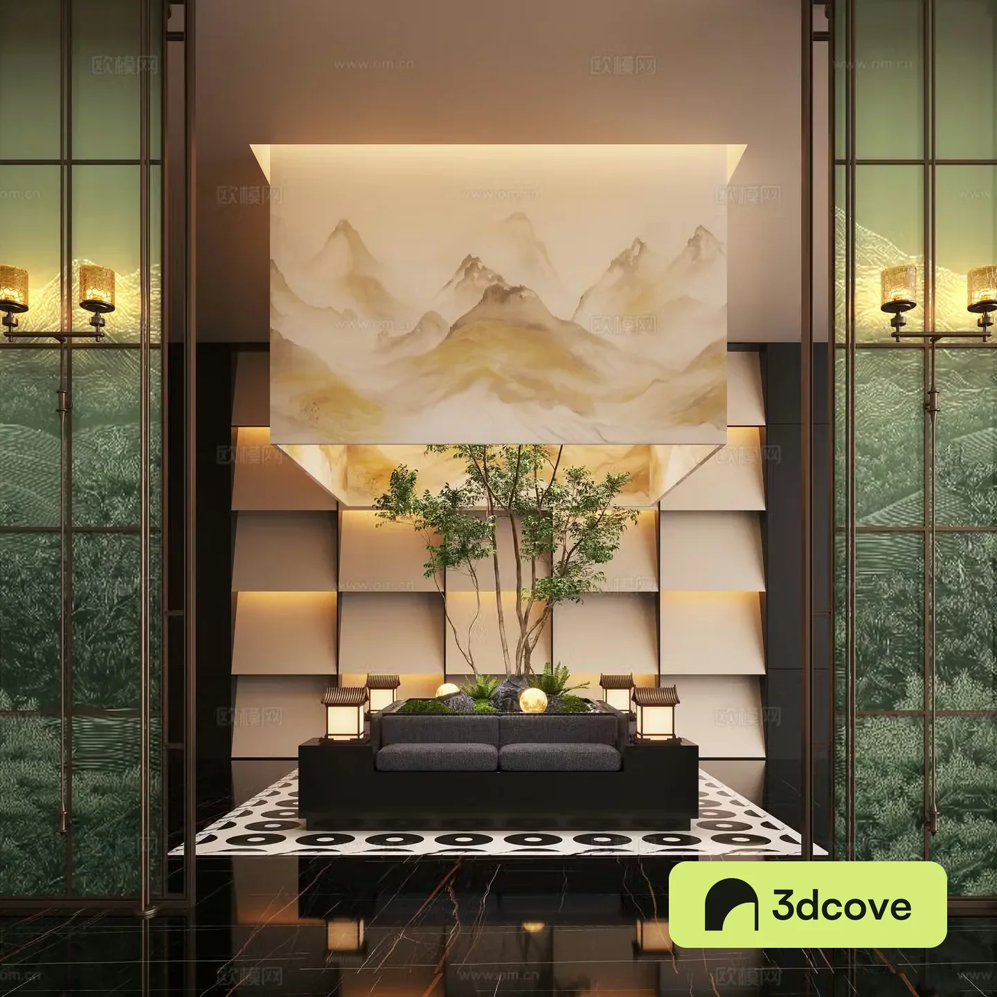 Modern interior landscape landscaping moss landscape hall landscape landscaping plant installation screen partition