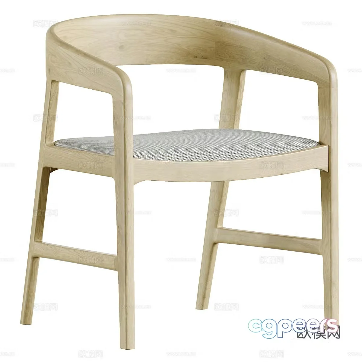 New Chinese-style solid wood dining chair 3D model