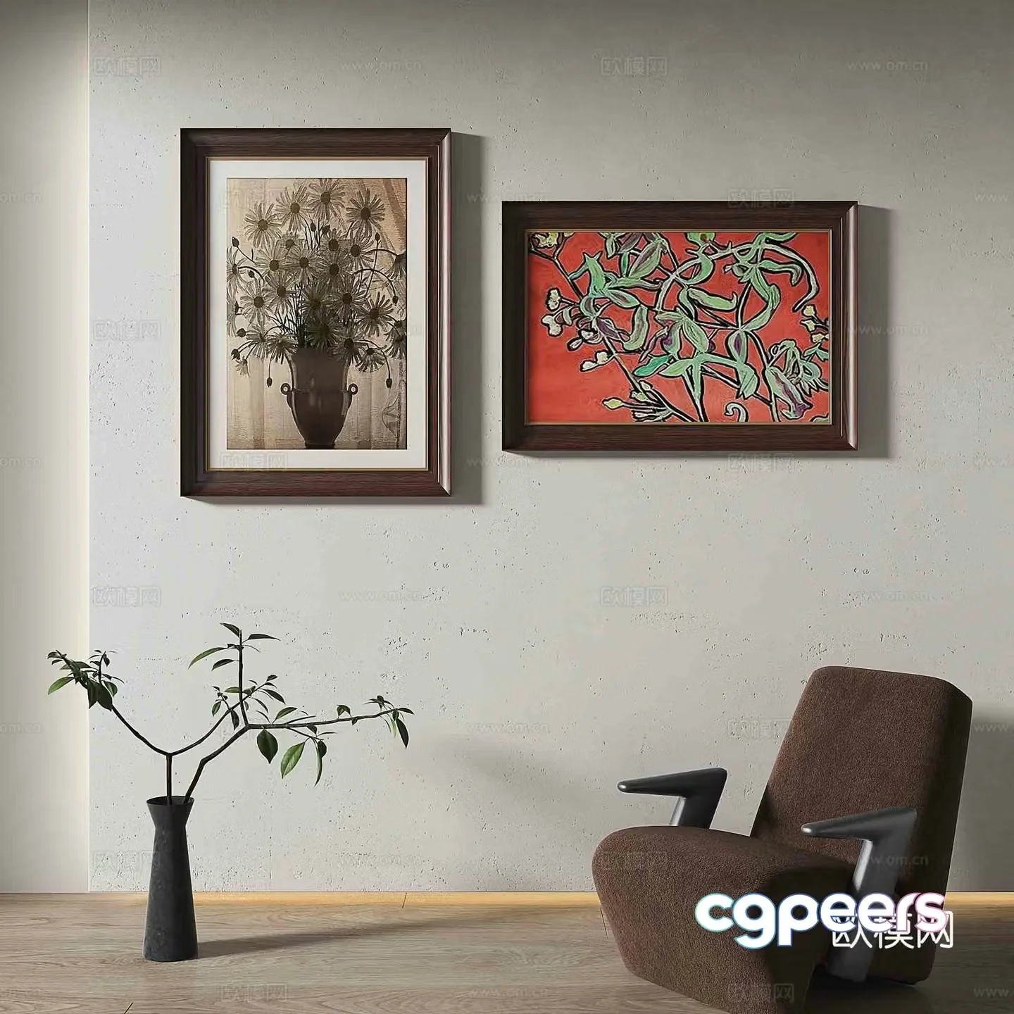 Simple European decorative painting abstract painting hanging painting 3D model