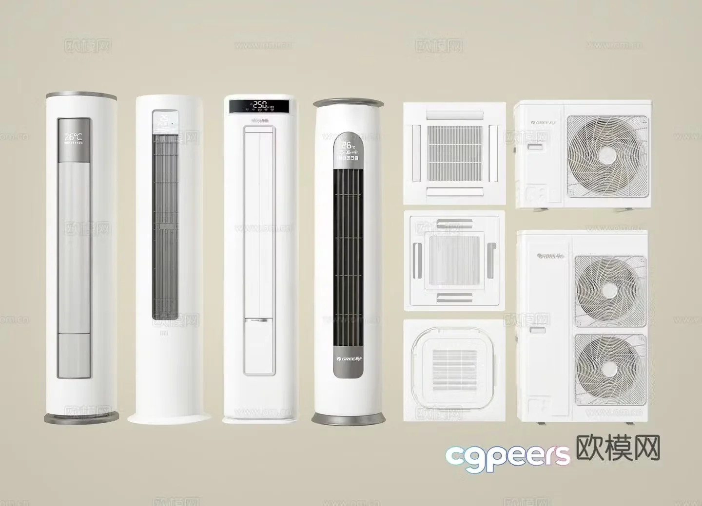 Vertical air conditioner central air conditioner outdoor unit 3D model