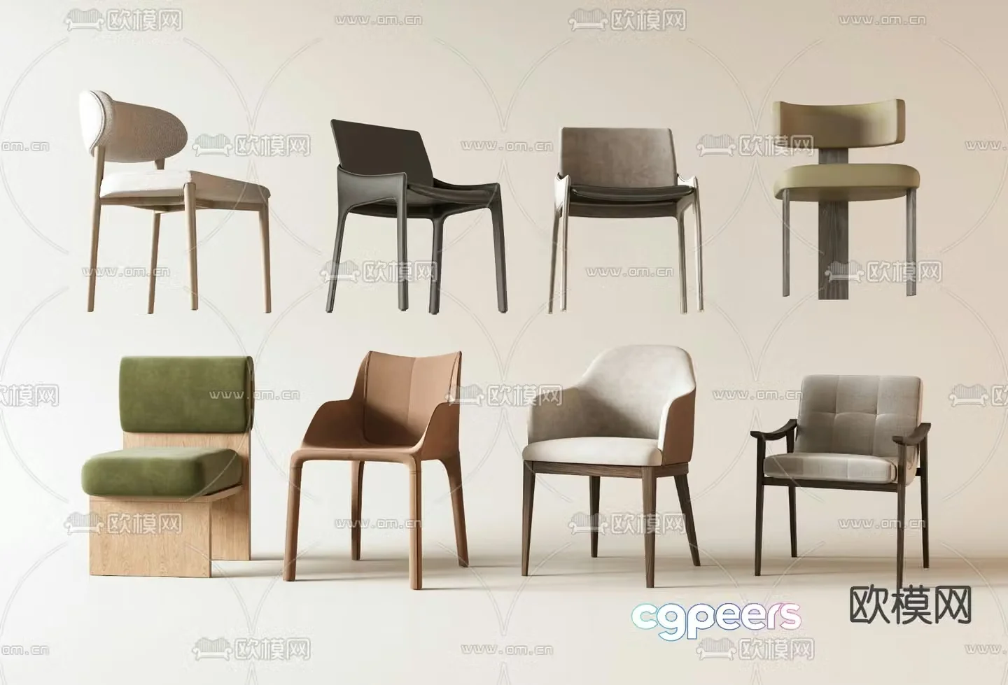 Modern dining chair single chair 3d model