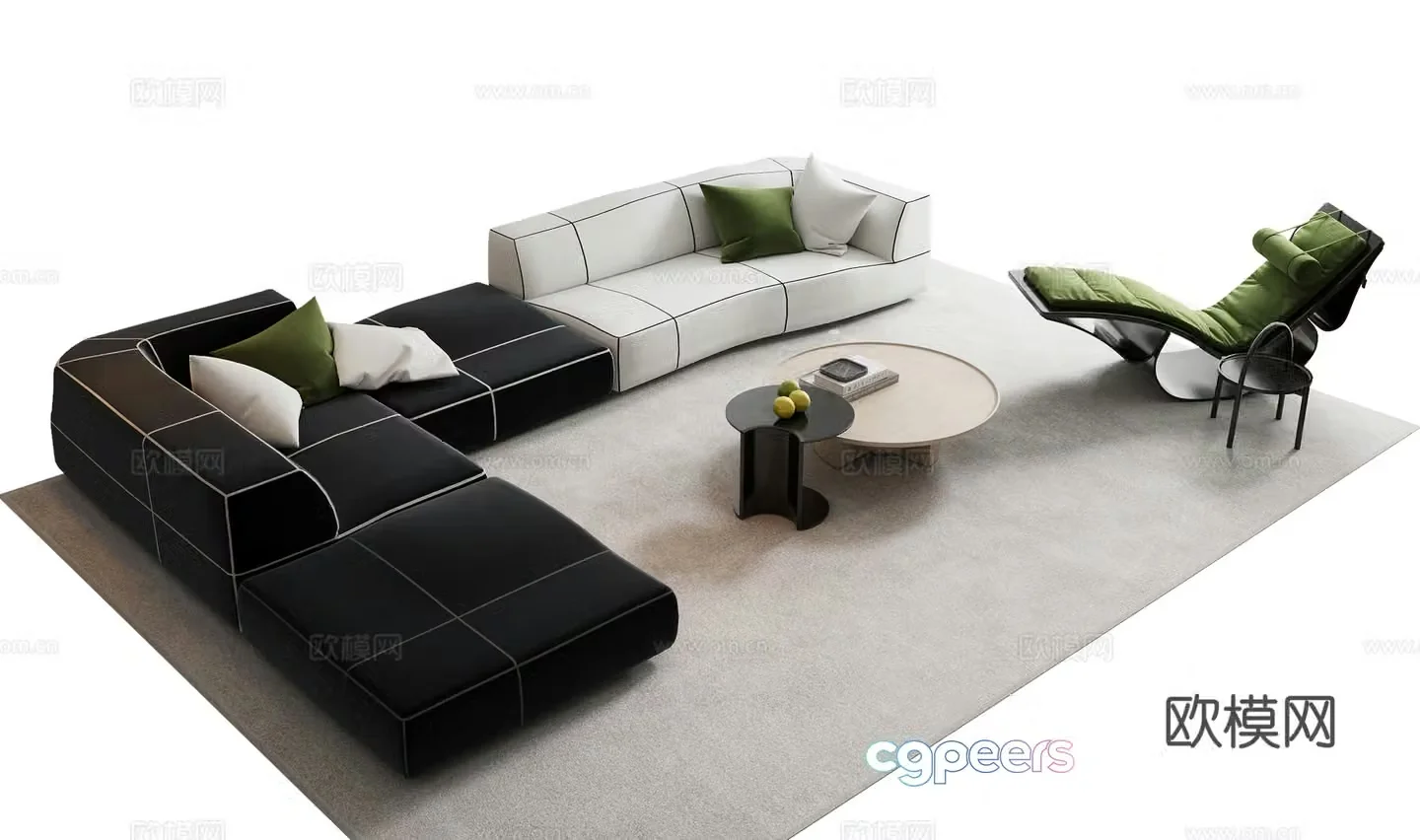 Modern sofa coffee table combination 3D model
