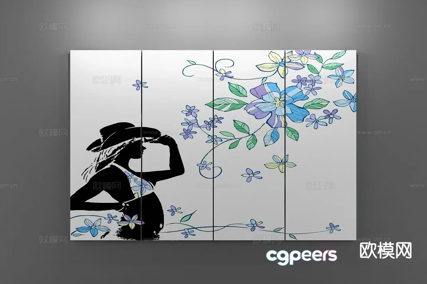 Nordic decorative painting figure painting hanging painting 3D model