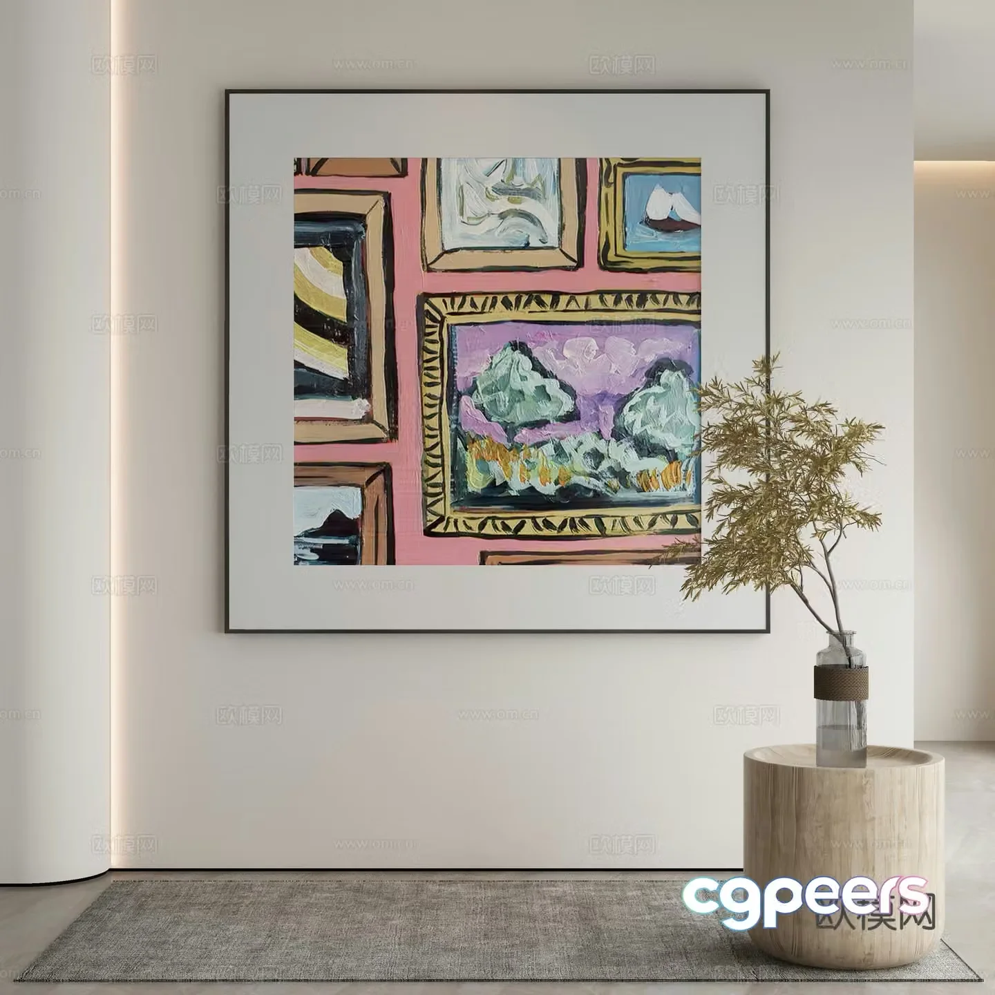 Modern Wasabi Hanging Painting Oil Painting 3D Model