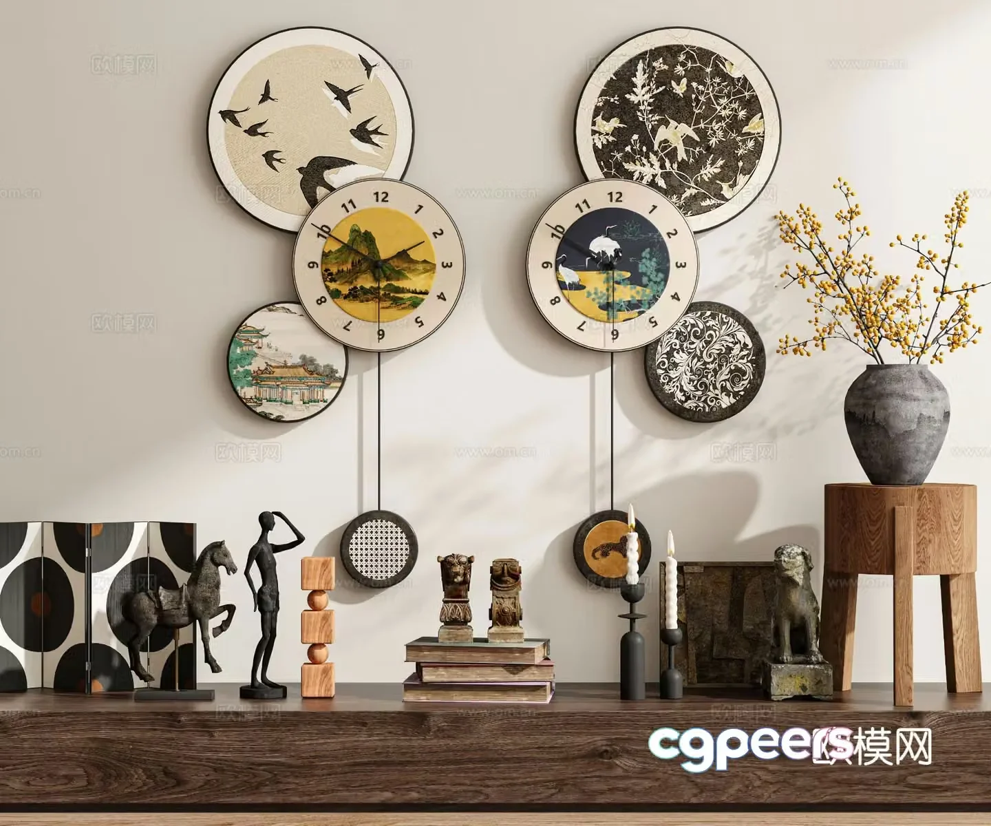 Medieval style clock clock wall clock 3d model