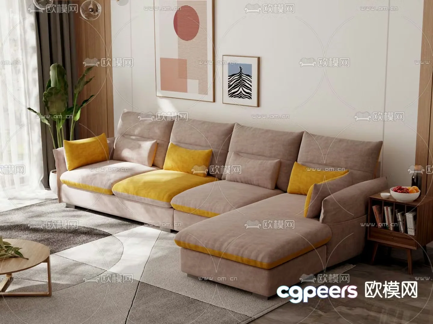 Corner sofa multi-person sofa 3d model