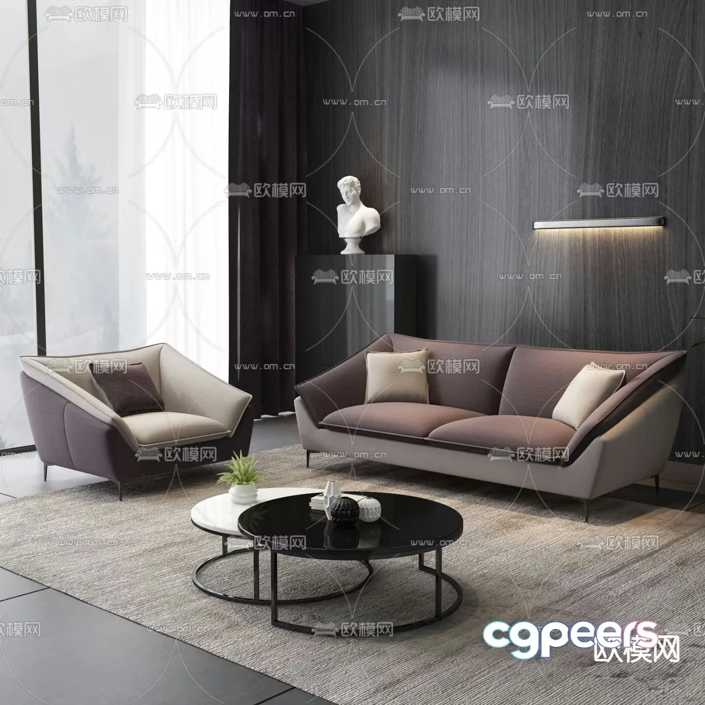 Italian fabric sofa coffee table 3D model