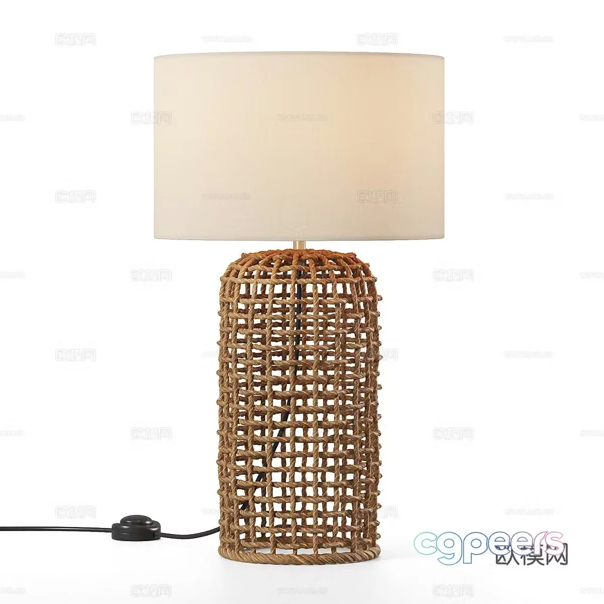 New Chinese style Wasabi Lea rattan desk lamp 3D model