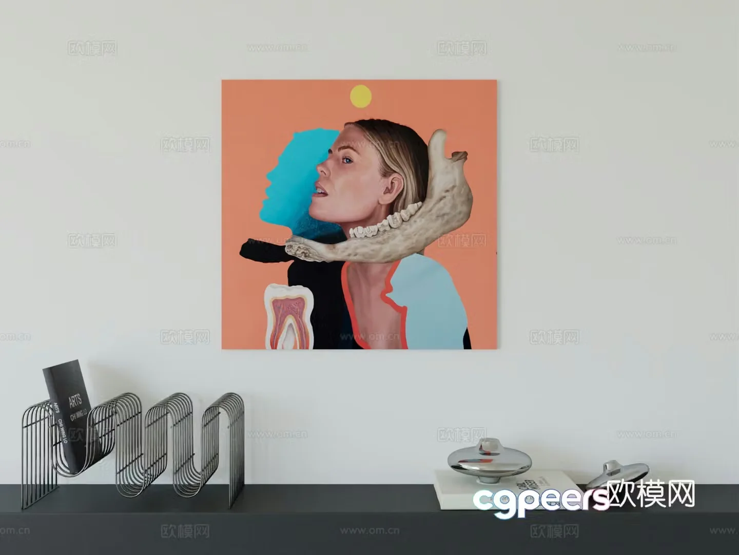 Modern minimalist hanging painting Bauhaus art hanging painting 3d model