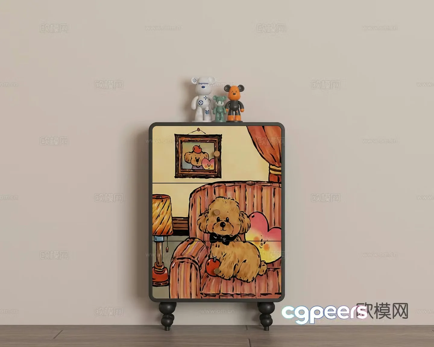 Modern retro chest of drawers 3d model