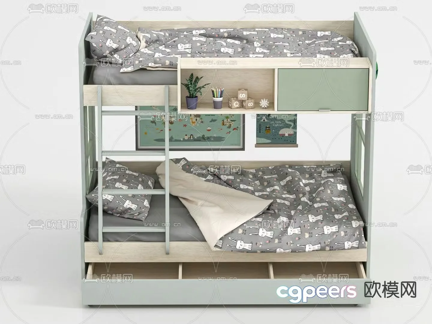 Bunk bed bunk bed 3d model