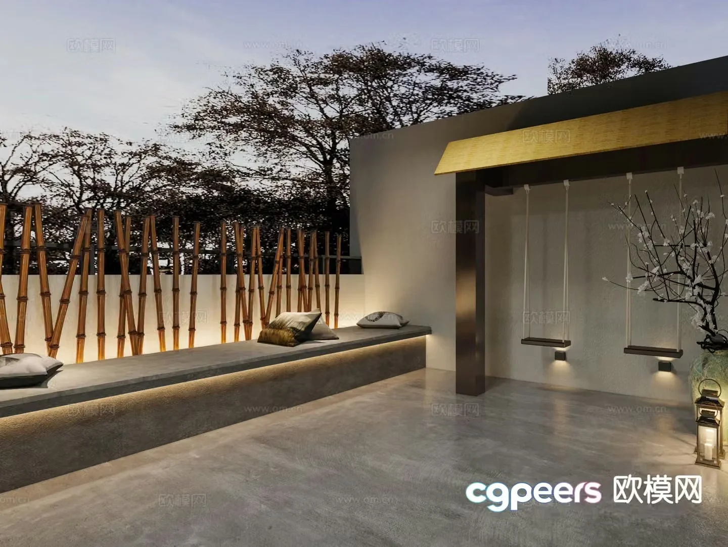 Courtyard landscape terrace 3d model