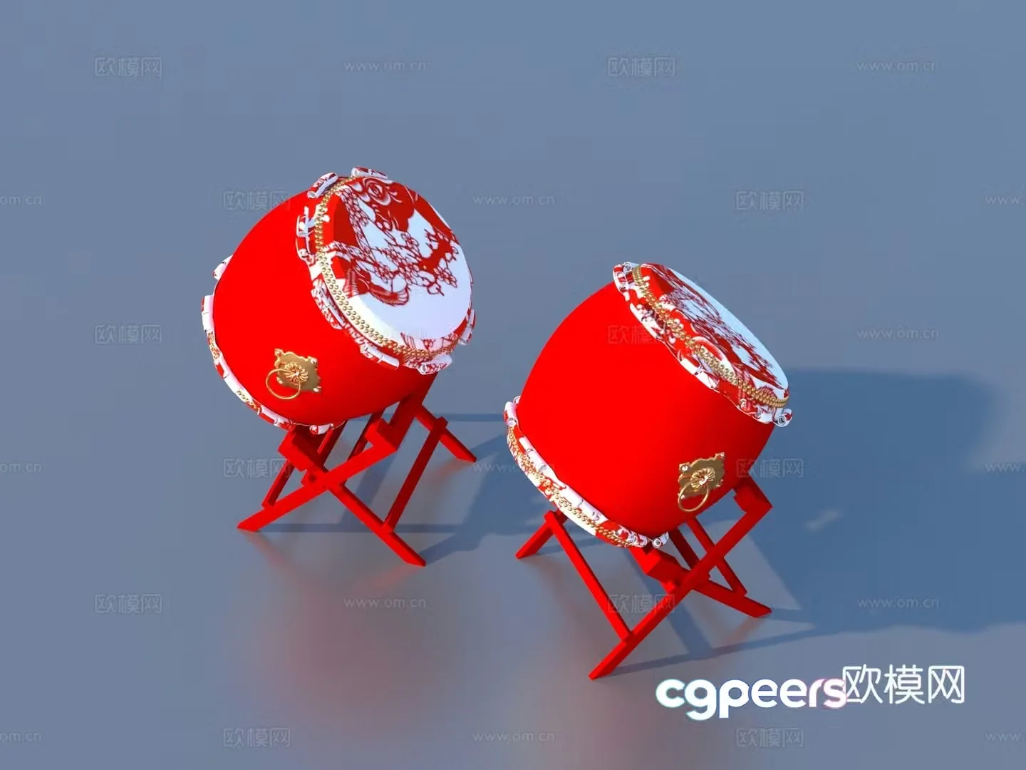 Drum Big Drum Carved Dragon Drum 3D Model