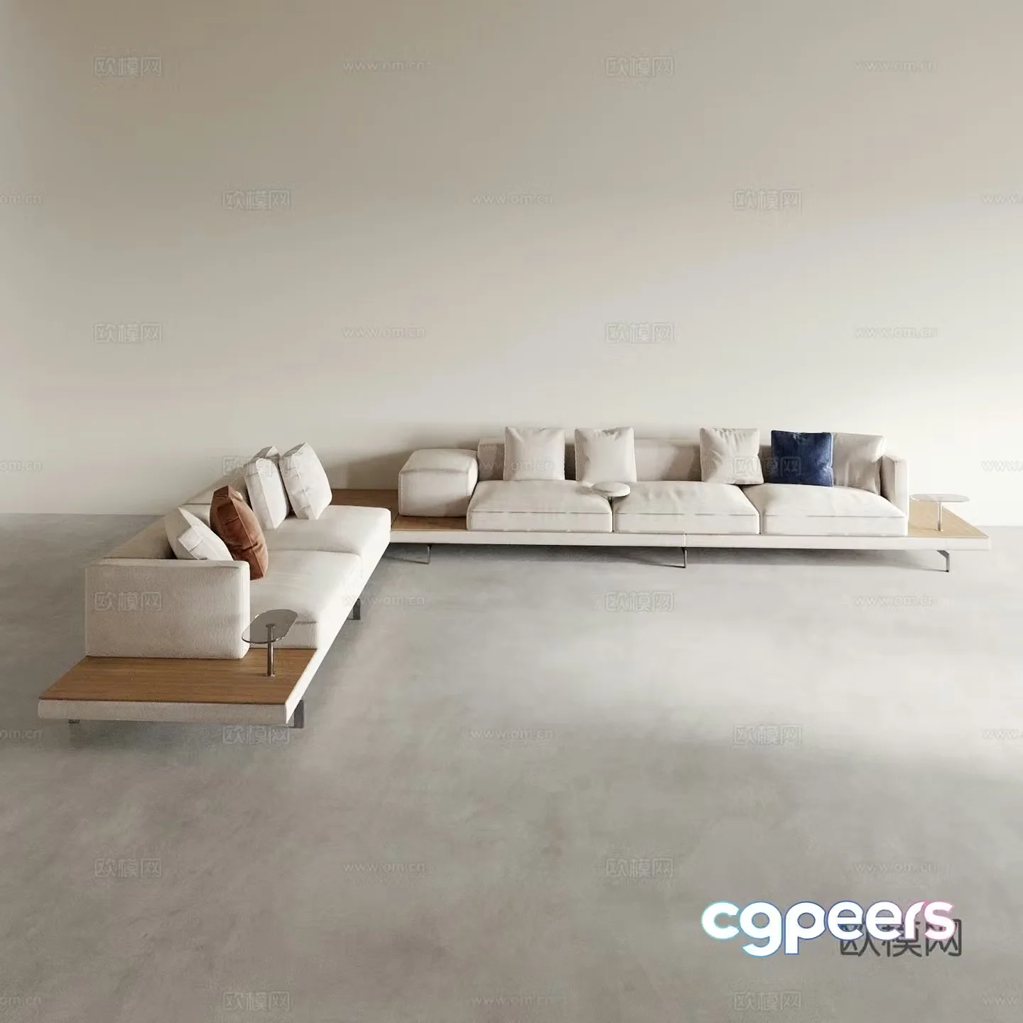 Modern corner sofa multi-person sofa 3d model