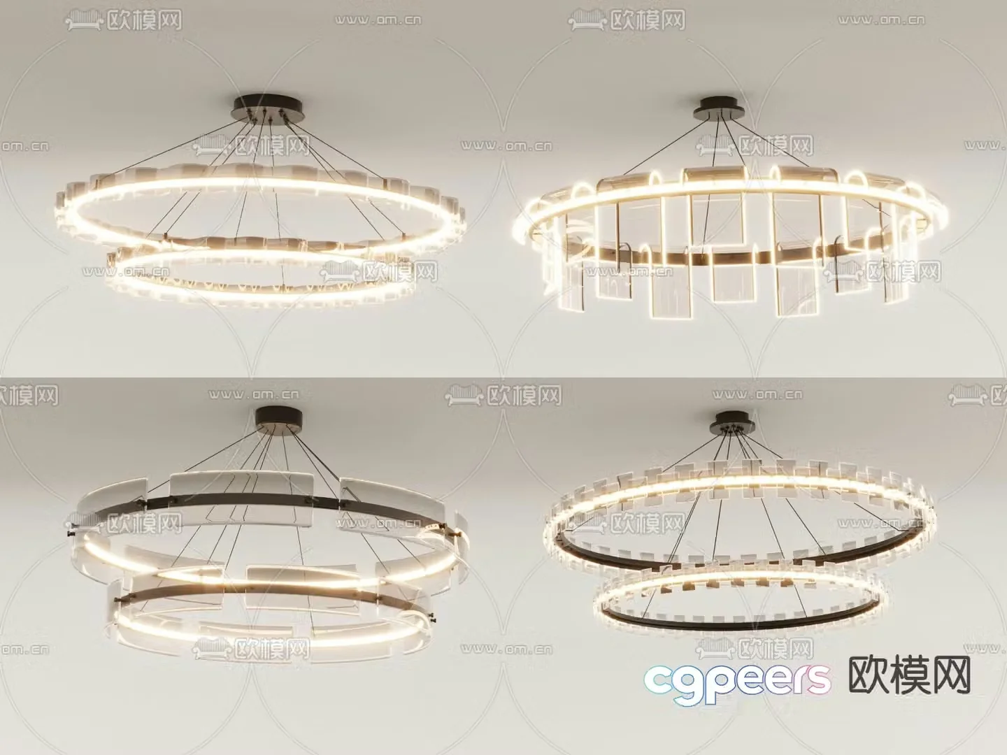 Ring chandelier hall chandelier 3d model