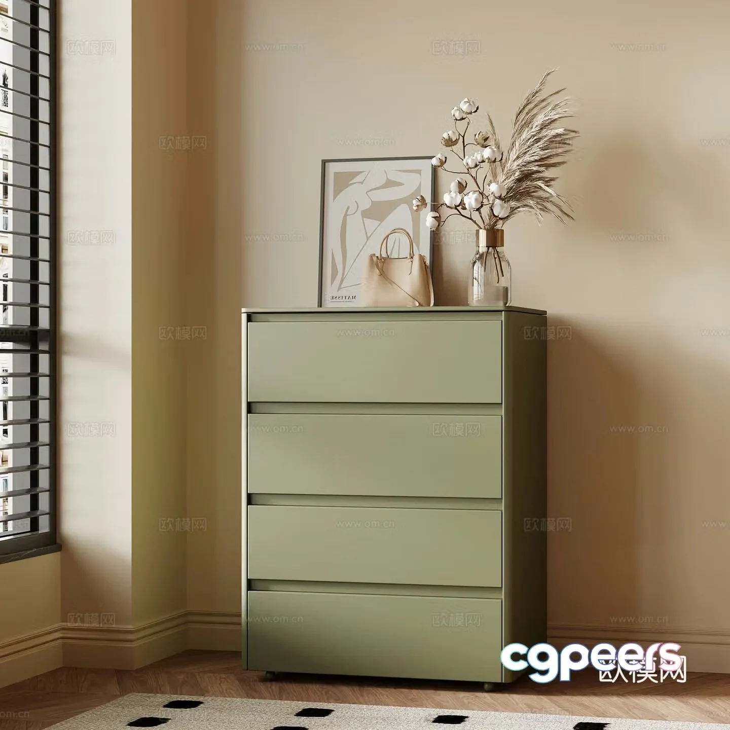 chest of drawers French retro chest of drawers side cabinet high cabinet decorative cabinet 3d model
