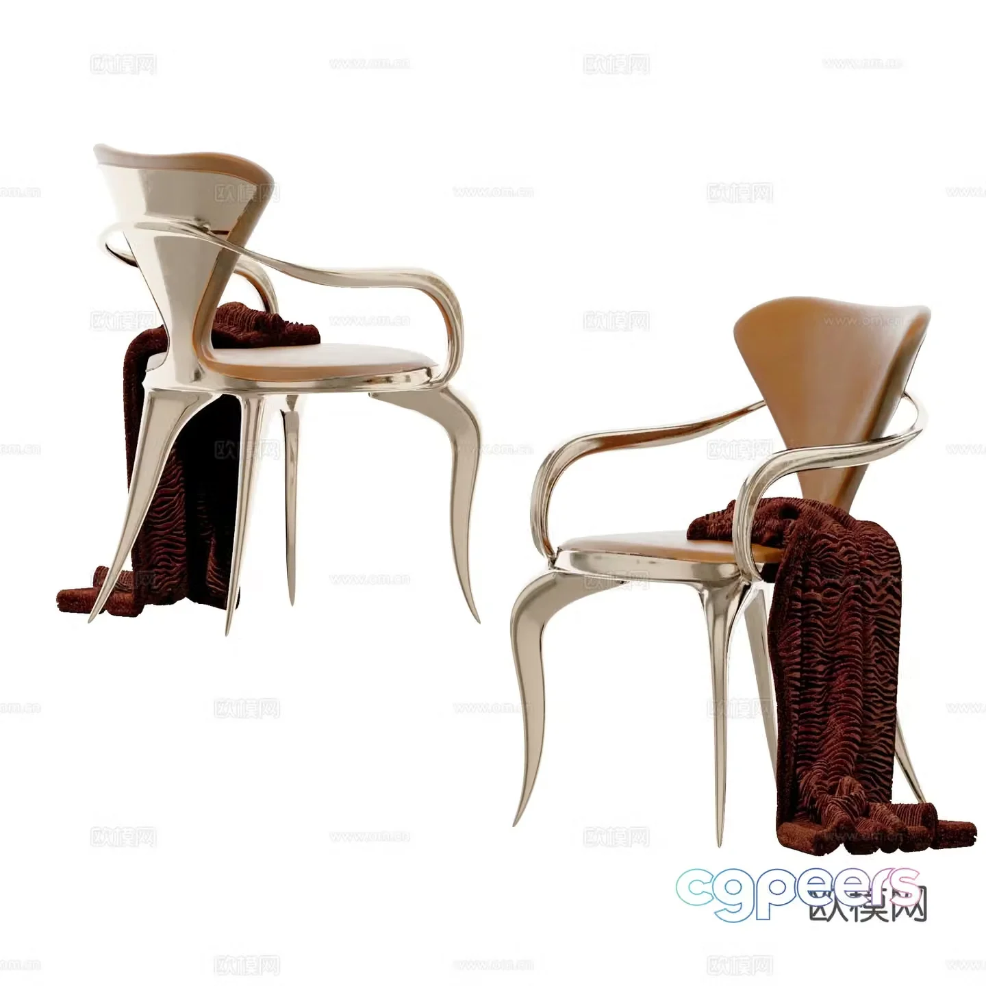 Modern light luxury dining chair 3d model