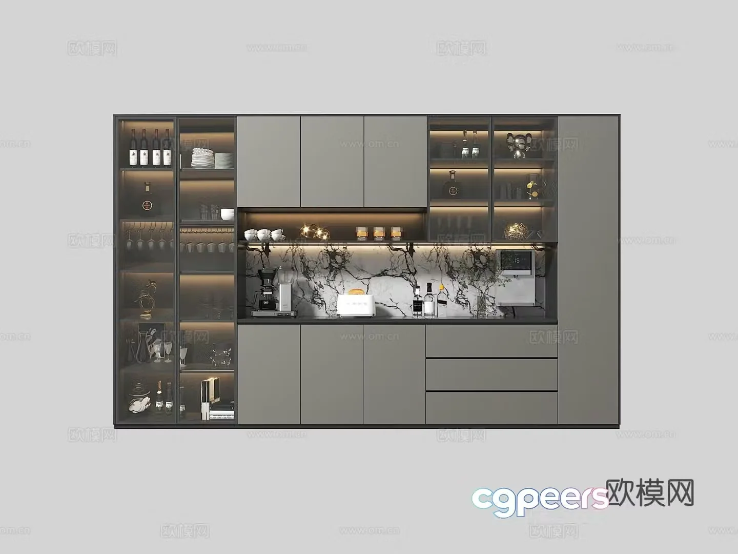 Italian wine cabinet sideboard 3d model