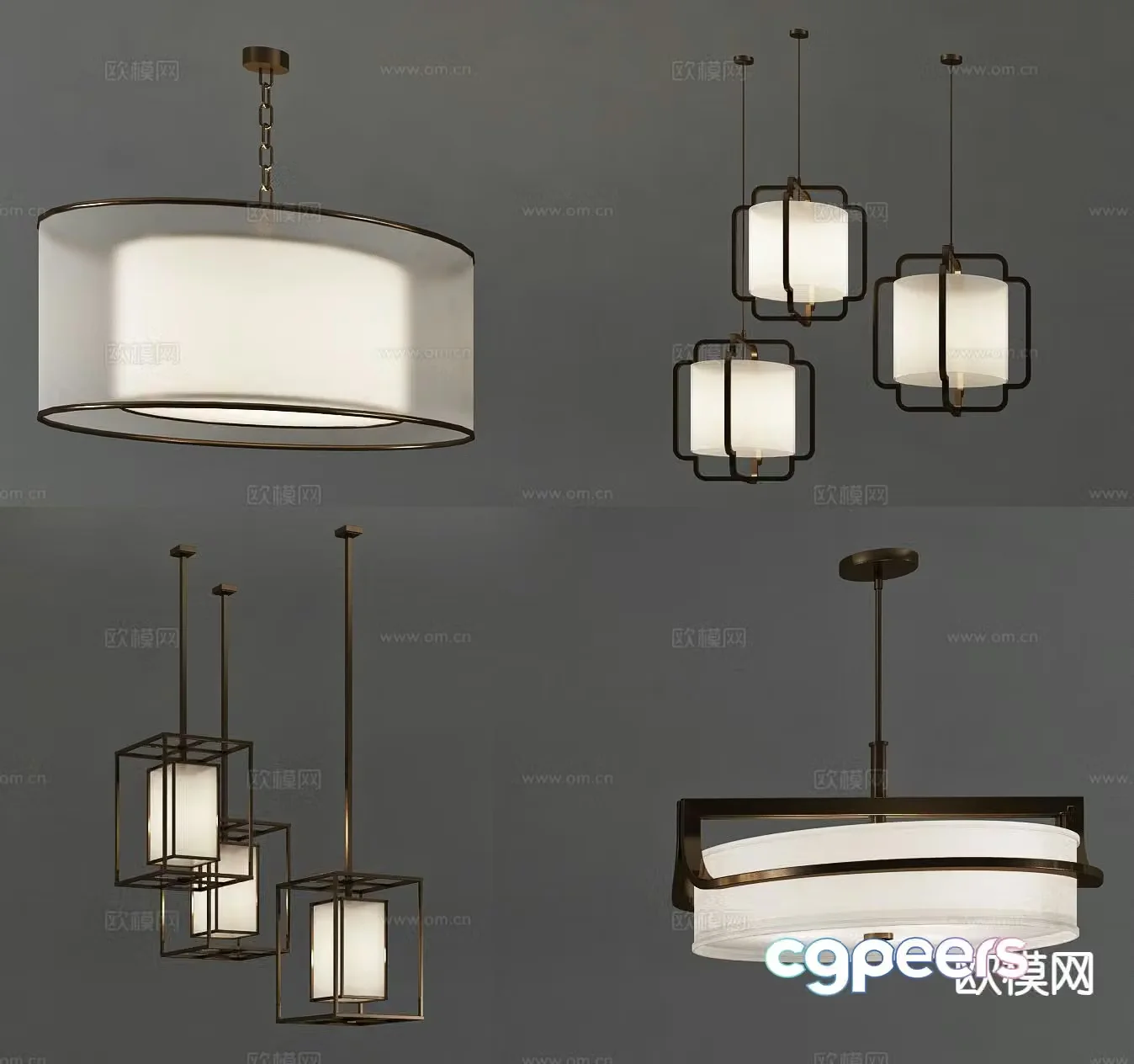 New Chinese style chandelier restaurant chandelier 3d model