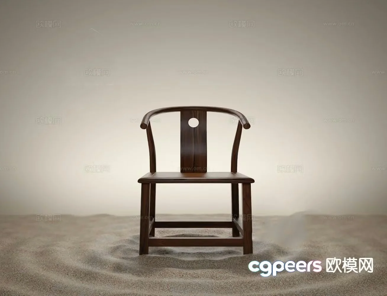 New Chinese style single chair leisure chair dining chair armchair 3D model