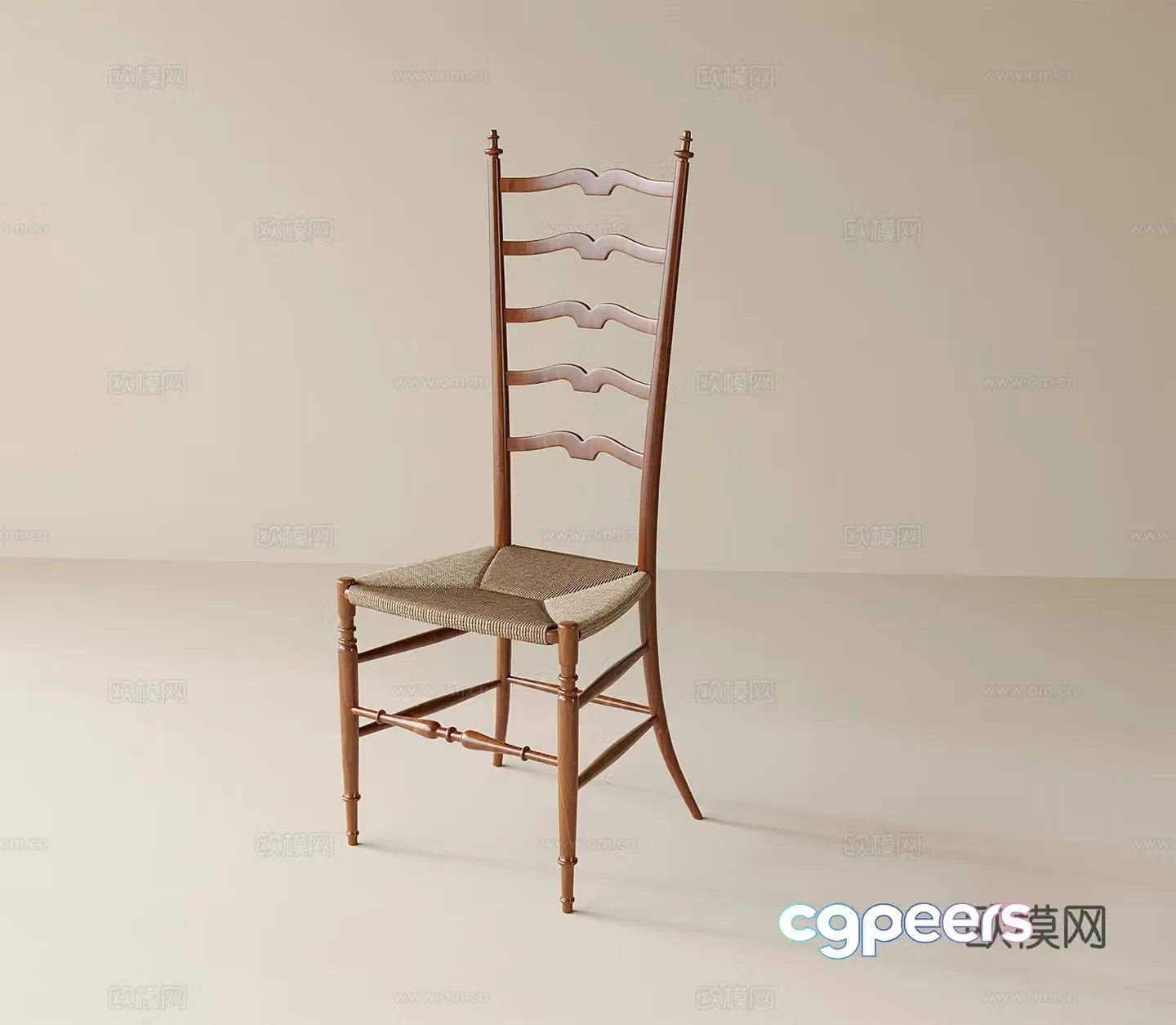 Modern single chair dining chair high back chair 3d model