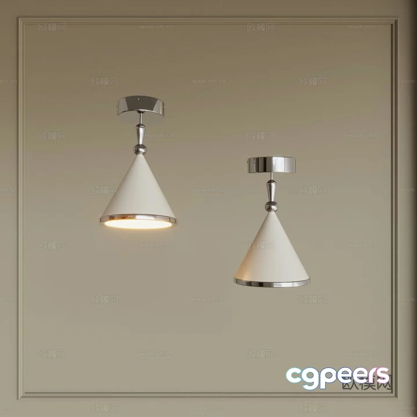Bauhaus Cream Ceiling Light 3D Model