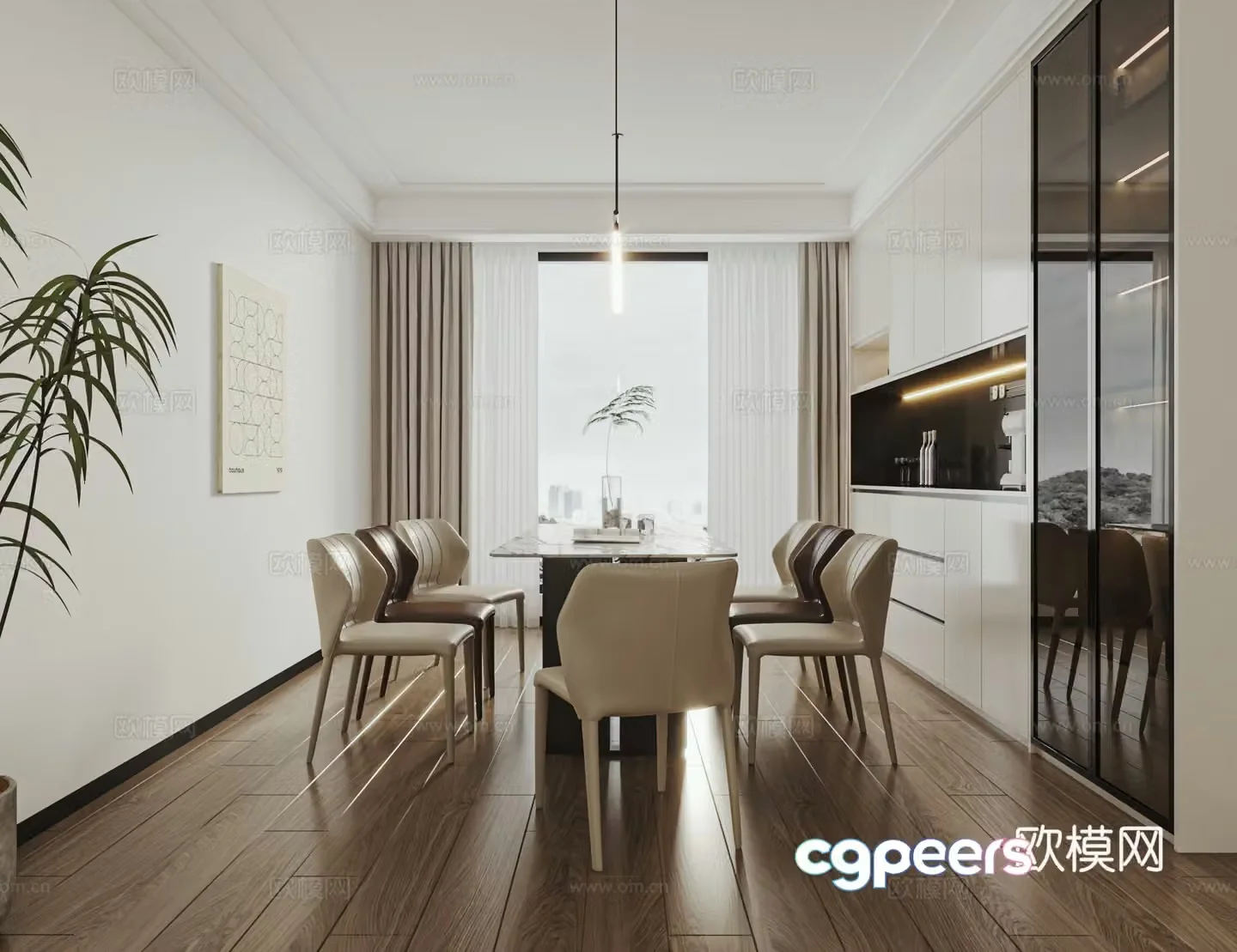 Modern dining table and chair combination Modern dining room 3D model