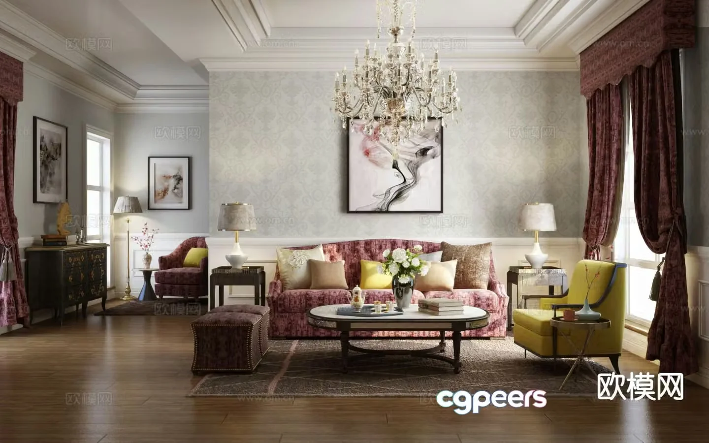 French living room 3d model