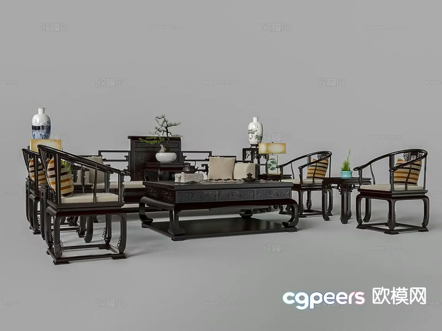 Chinese combination sofa 3D model