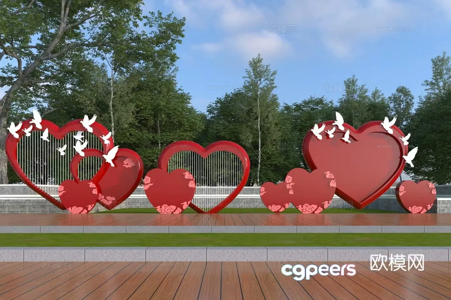 Modern love sculpture sketch 3d model