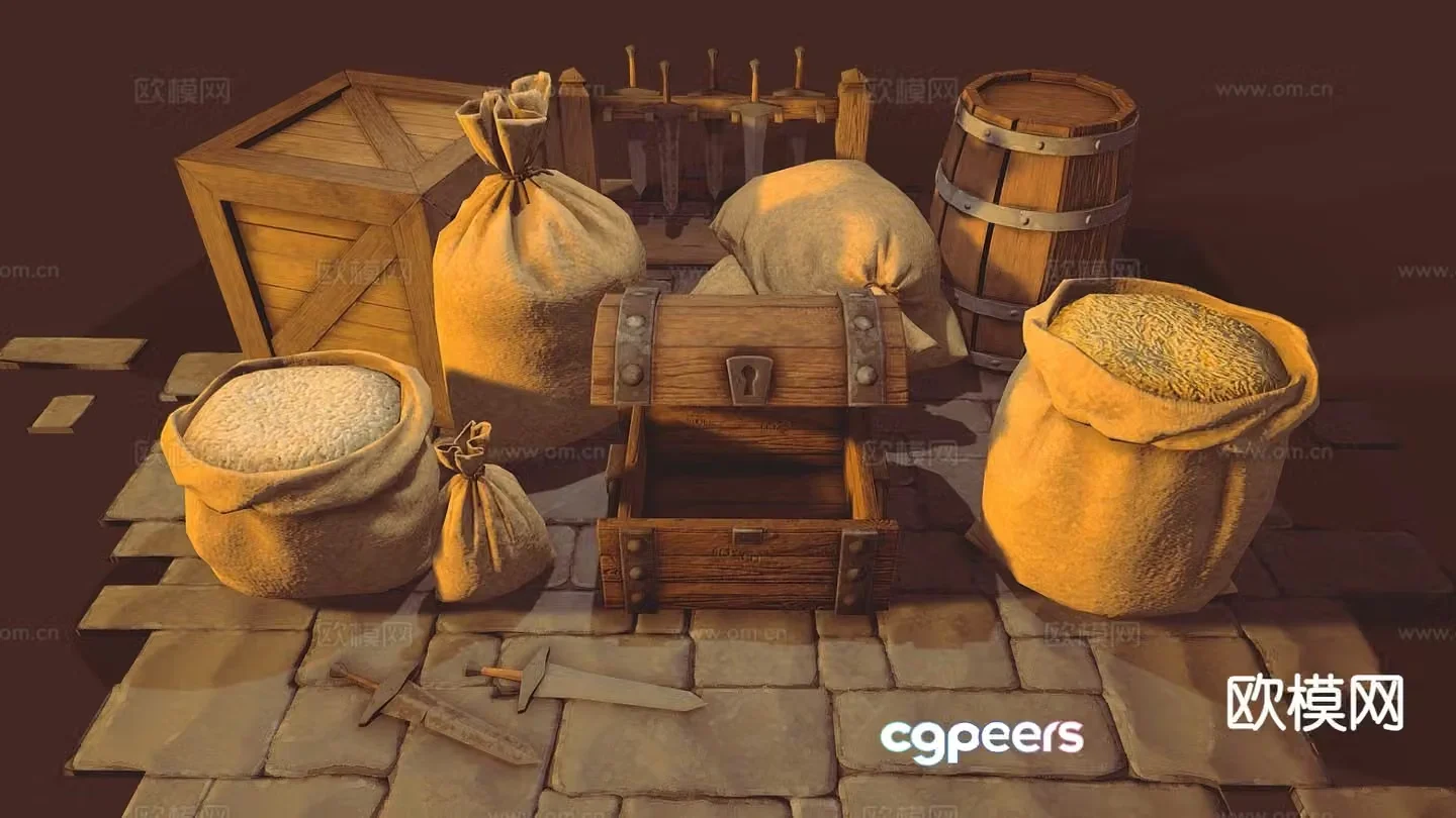 Medieval sack game prop 3d model
