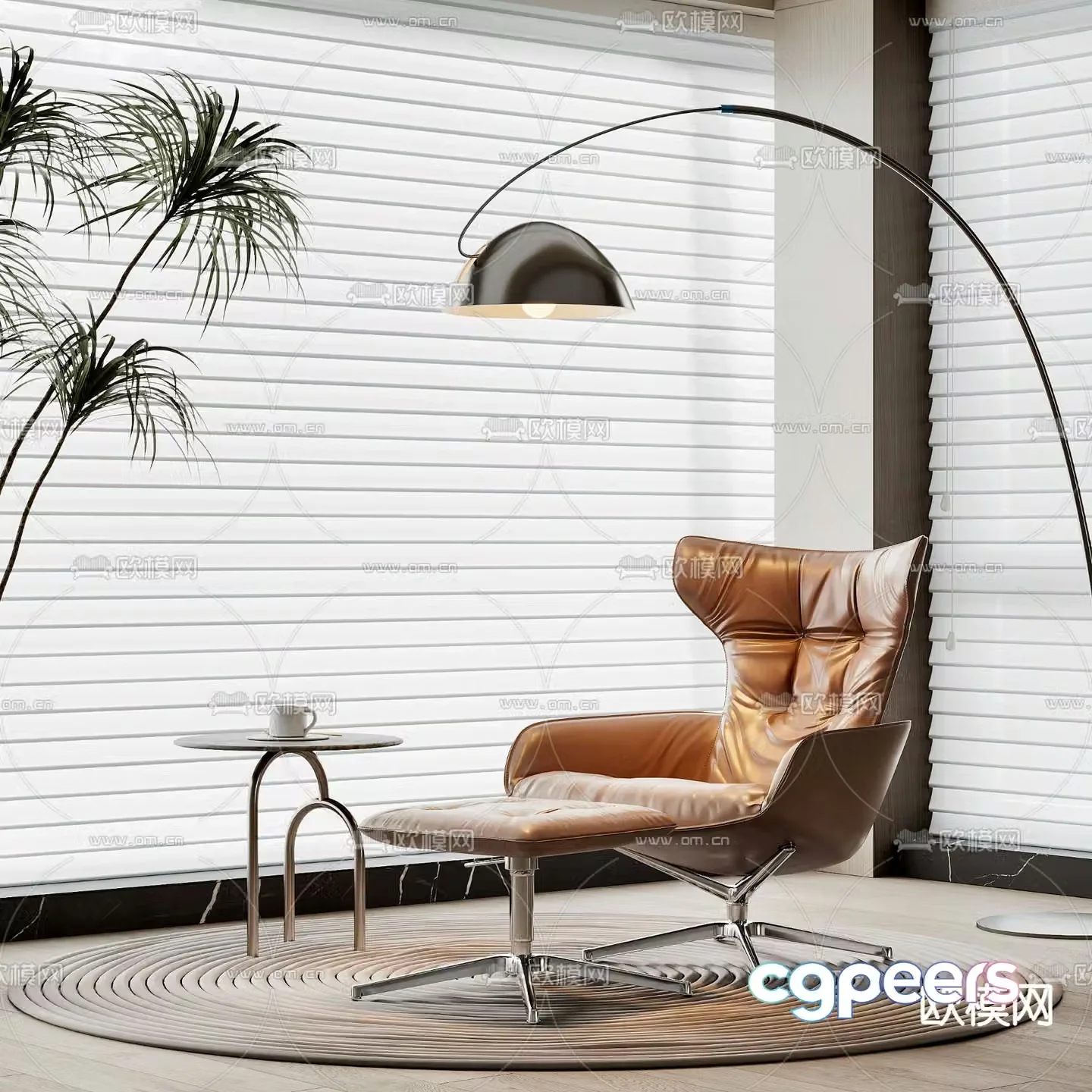 Modern leather lounge chair 3d model