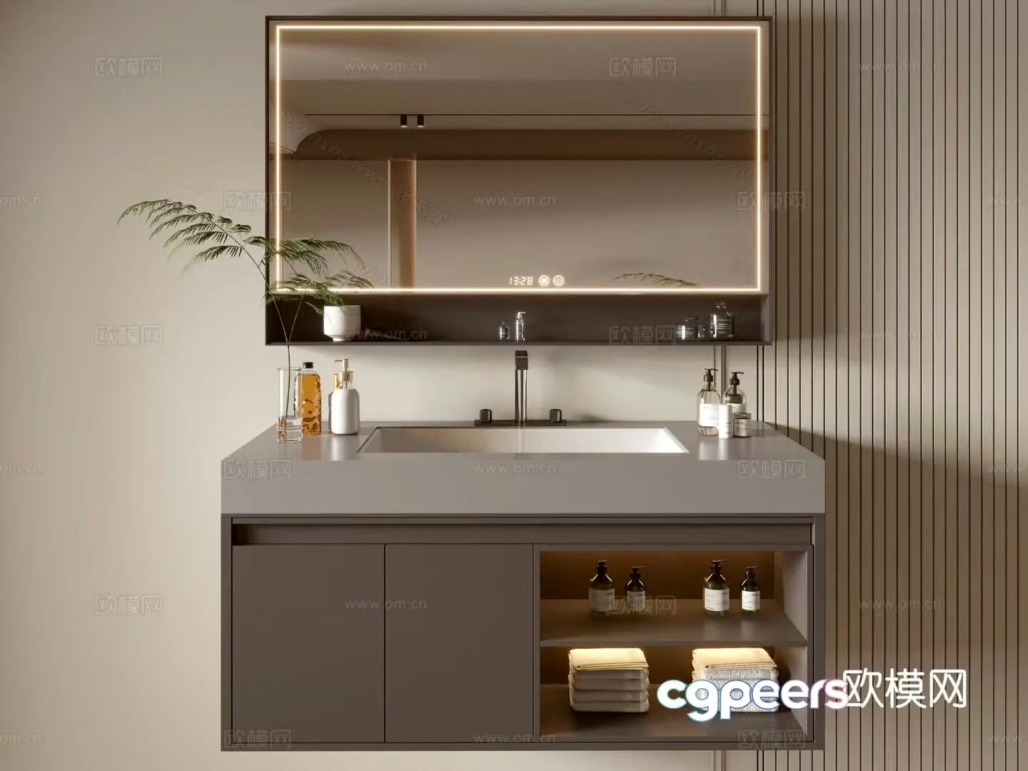 Modern bathroom cabinet bathroom basin bathroom ornaments mirror cabinet sink 3d model