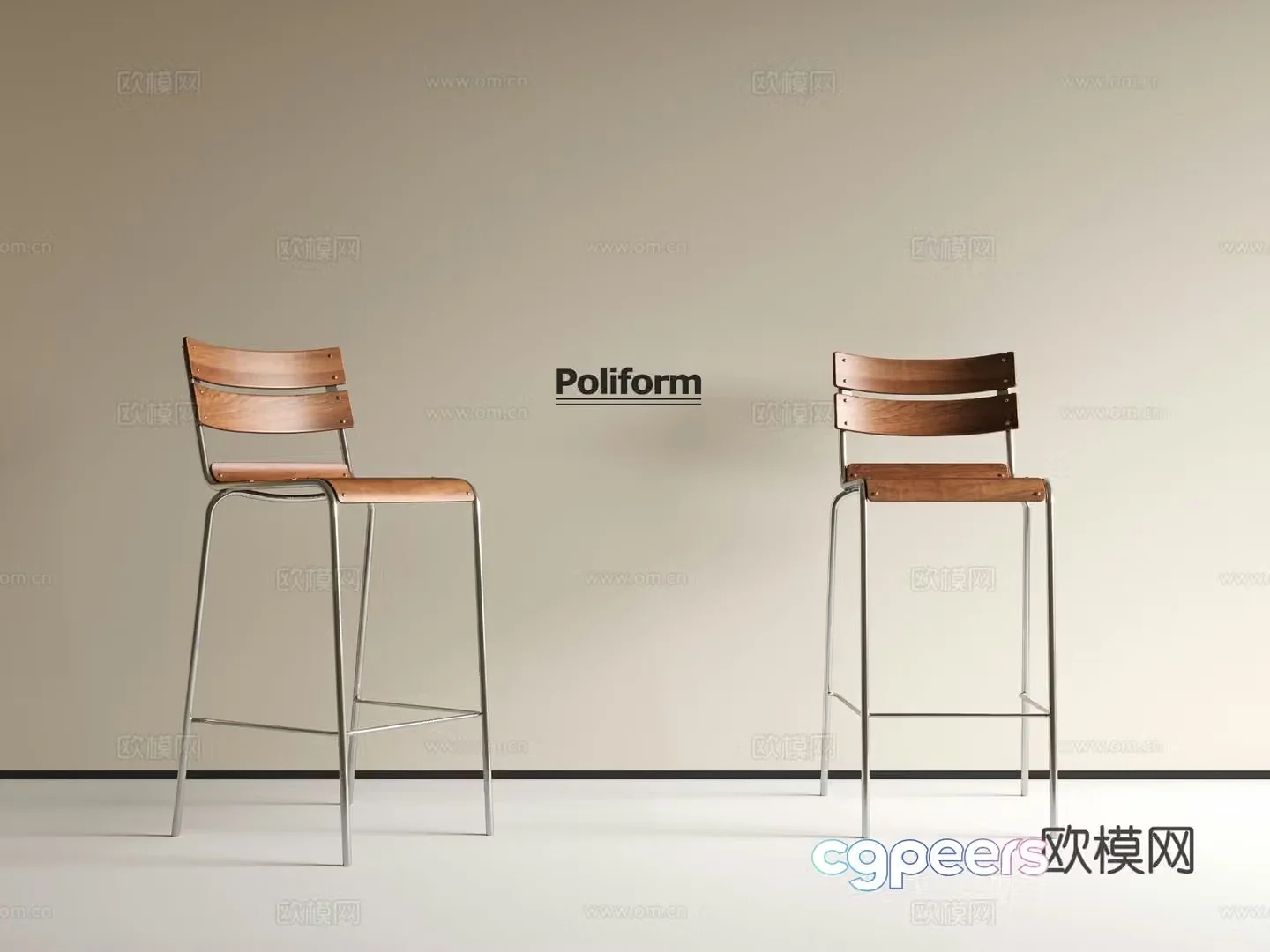 Medieval style bar chair bar stool high stool 3D model