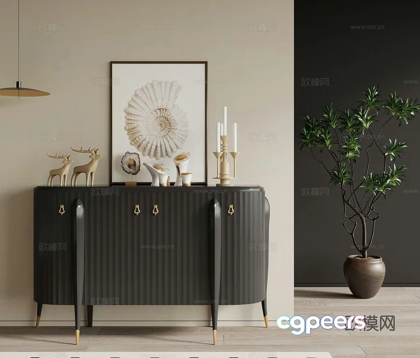 Entrance cabinet French retro style side cabinet end view cabinet 3D model