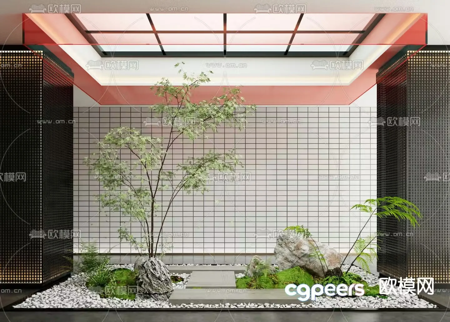 Indoor patio green plant landscaping 3D model