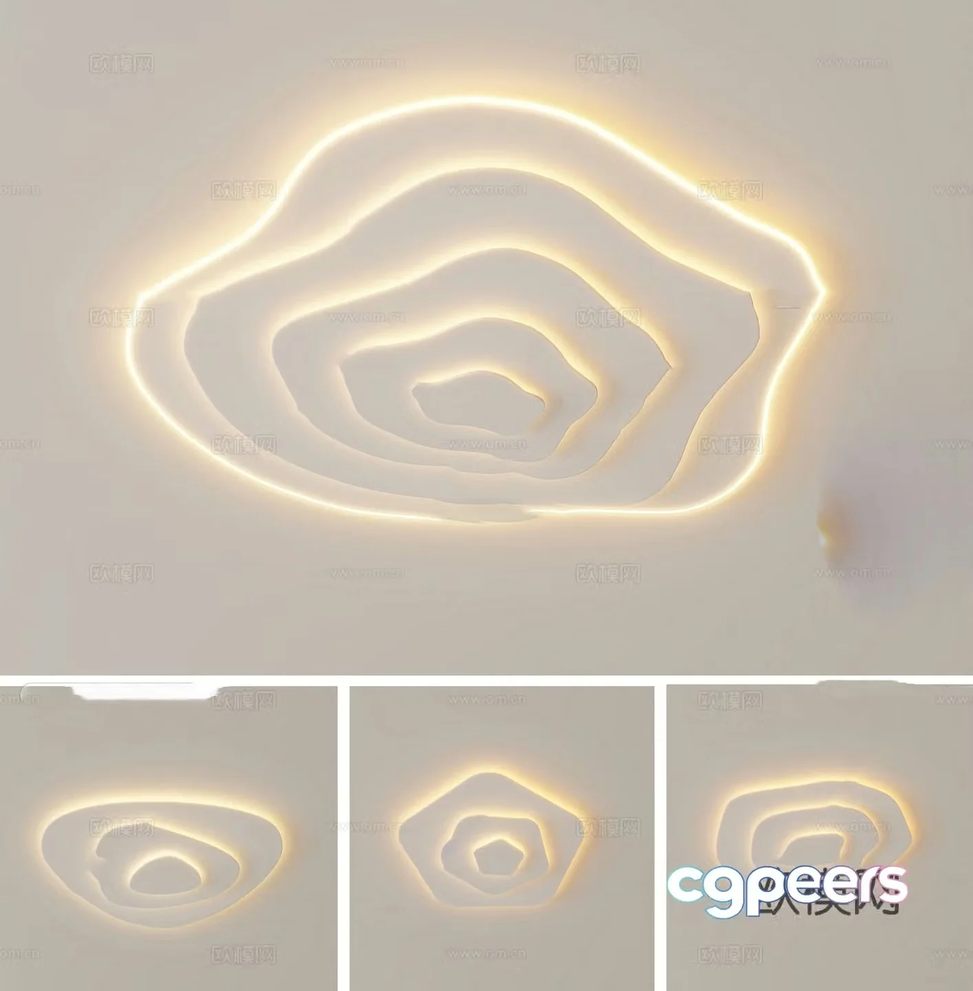 Cream style ceiling lamp bedroom lamp 3d model